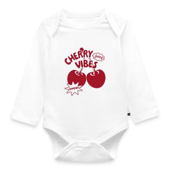 Cherry Vibes Kirschen Trendy Cherry Streetwear - Baby Bio-Langarm-Body - Weiß - Vorne