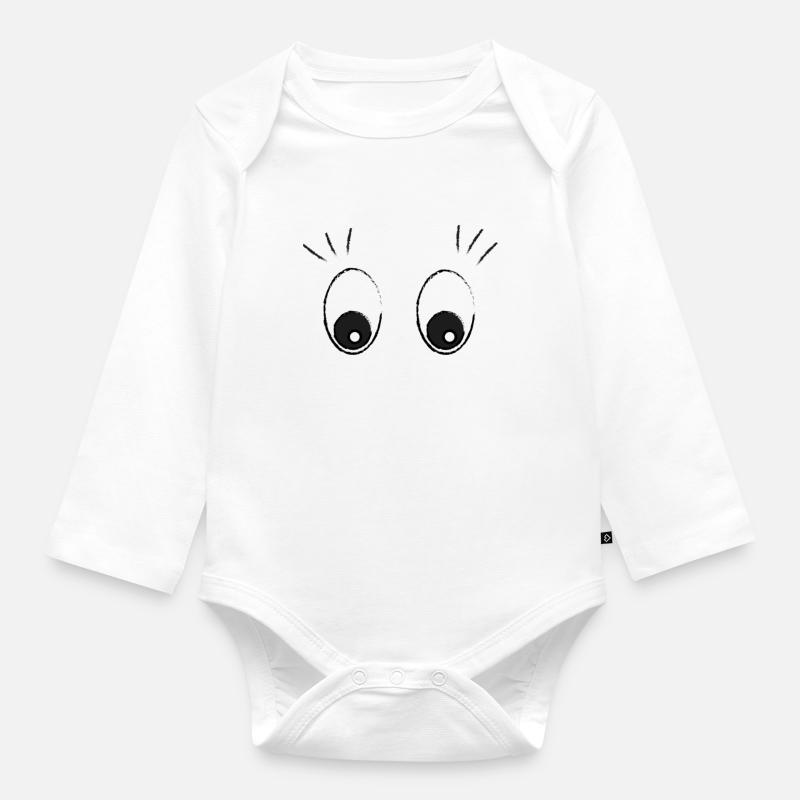 yeux - Body Bébé bio manches longues - blanc