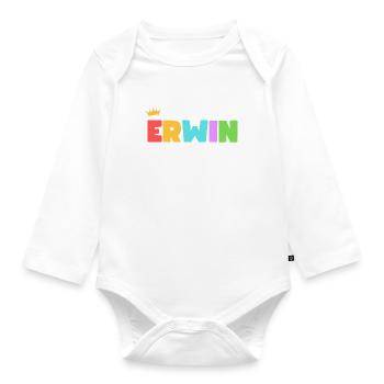 Erwin! Personalisierbar - Baby Bio-Langarm-Body - Weiß - Vorne