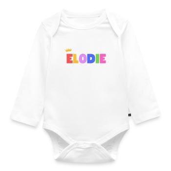 Elodie! Personalisierbar - Baby Bio-Langarm-Body - Weiß - Vorne