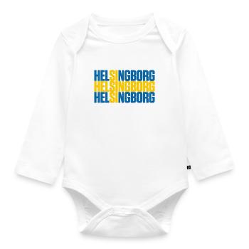 Helsingborg Schweden Fahne - Baby Bio-Langarm-Body - Weiß - Vorne