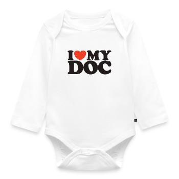 I Love My doc Heart Shirt - Organic Longsleeve Baby Bodysuit - white - Front