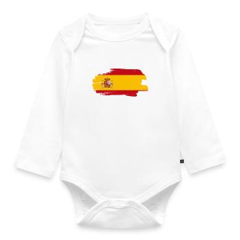 Spain Flag Vintage Spanish Flag Distressed Look - Organic Longsleeve Baby Bodysuit - white - Front
