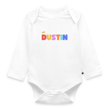 Dustin! Personalisierbar - Baby Bio-Langarm-Body - Weiß - Vorne
