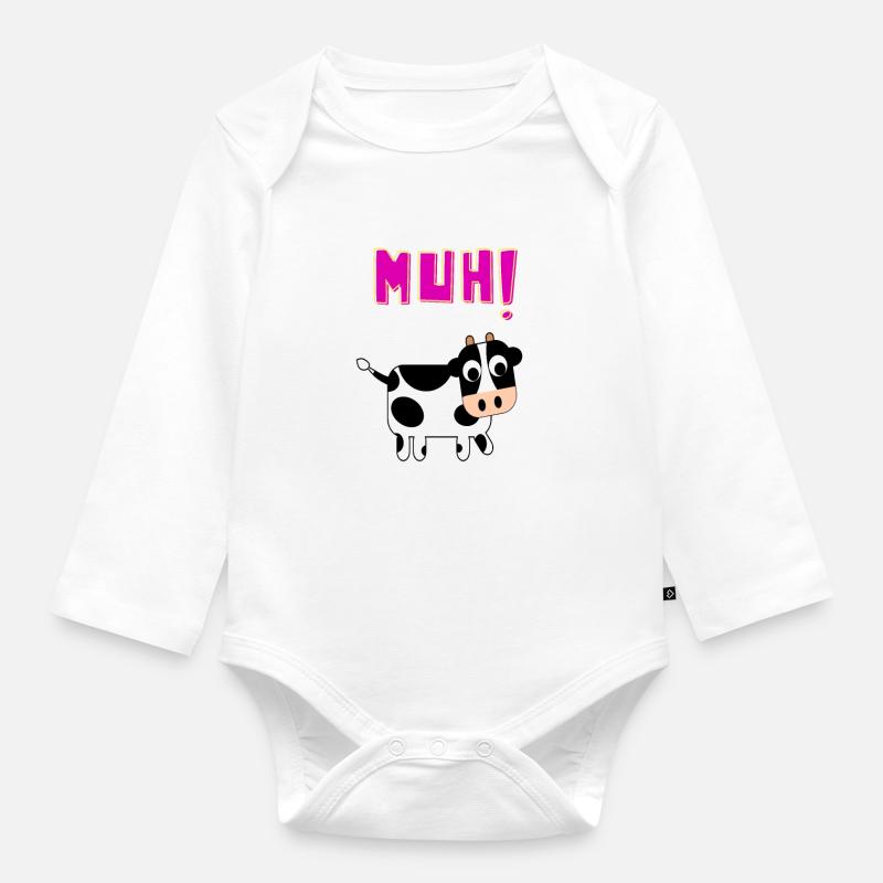 vache - Body Bébé bio manches longues - blanc