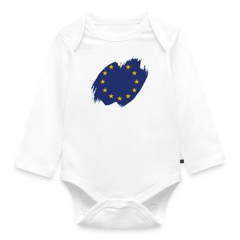 Europe Flag EU Euro European Flag - Organic Longsleeve Baby Bodysuit - white - Front