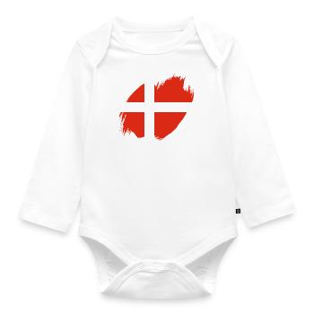 Denmark Flag Scandinavia Danish Flag Travel - Organic Longsleeve Baby Bodysuit - white - Front