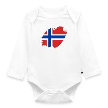 Norvège Drapeau Scandinavie Drapeau norvégien - Body Bébé bio manches longues - blanc - Devant