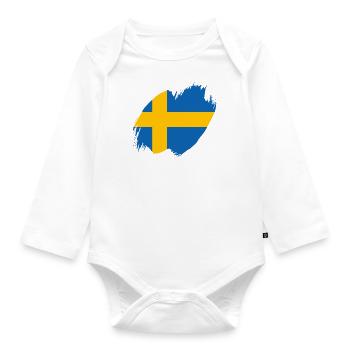 Suède Drapeau Scandinavie Drapeau suédois - Body Bébé bio manches longues - blanc - Devant