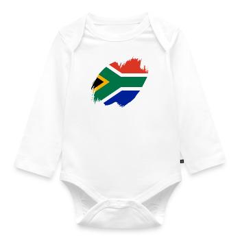 Afrique du Sud Drapeau Afrique Afrique Afrique du Sud - Body Bébé bio manches longues - blanc - Devant