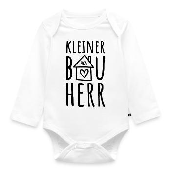 Kleiner Bauherr 2025 - Baby Bio-Langarm-Body - Weiß - Vorne