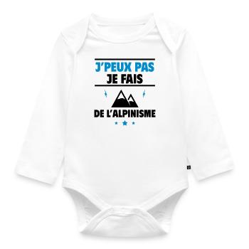 je fais de l alpinisme, je grimpe en montagne - Body Bébé bio manches longues - blanc - Devant