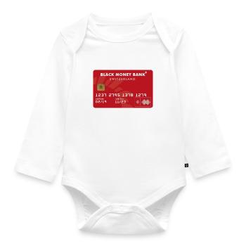 Black Money Bank credit card - Organic Longsleeve Baby Bodysuit - white - Front