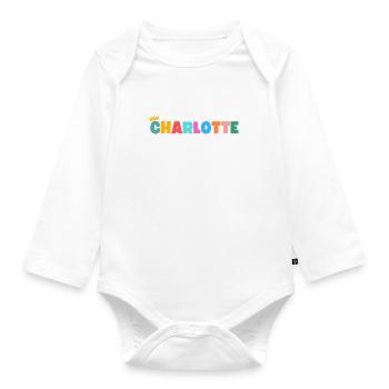 Charlotte! Customizable - Organic Longsleeve Baby Bodysuit - white - Front