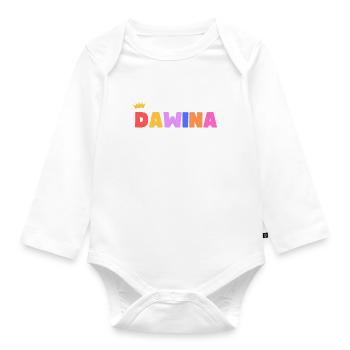 Dawina! Personalisierbar - Baby Bio-Langarm-Body - Weiß - Vorne