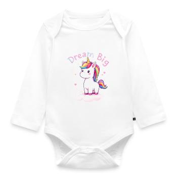 Dream Big Unicorn Inspiration for Unicorn Lovers - Organic Longsleeve Baby Bodysuit - white - Front