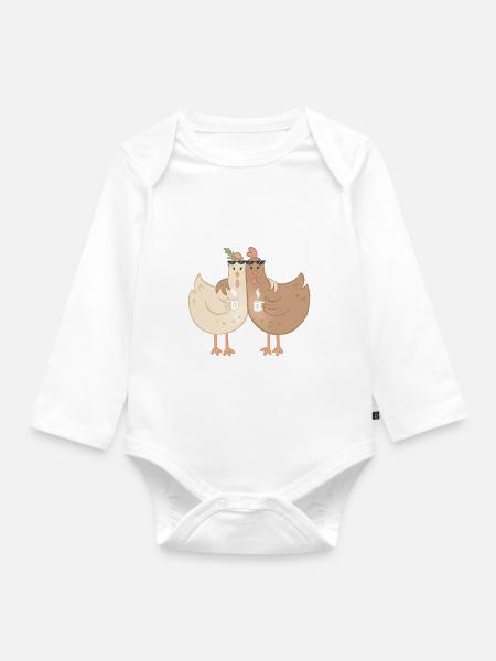 Agathe und Gudrun o.T. - Baby Bio-Langarm-Body - Weiß