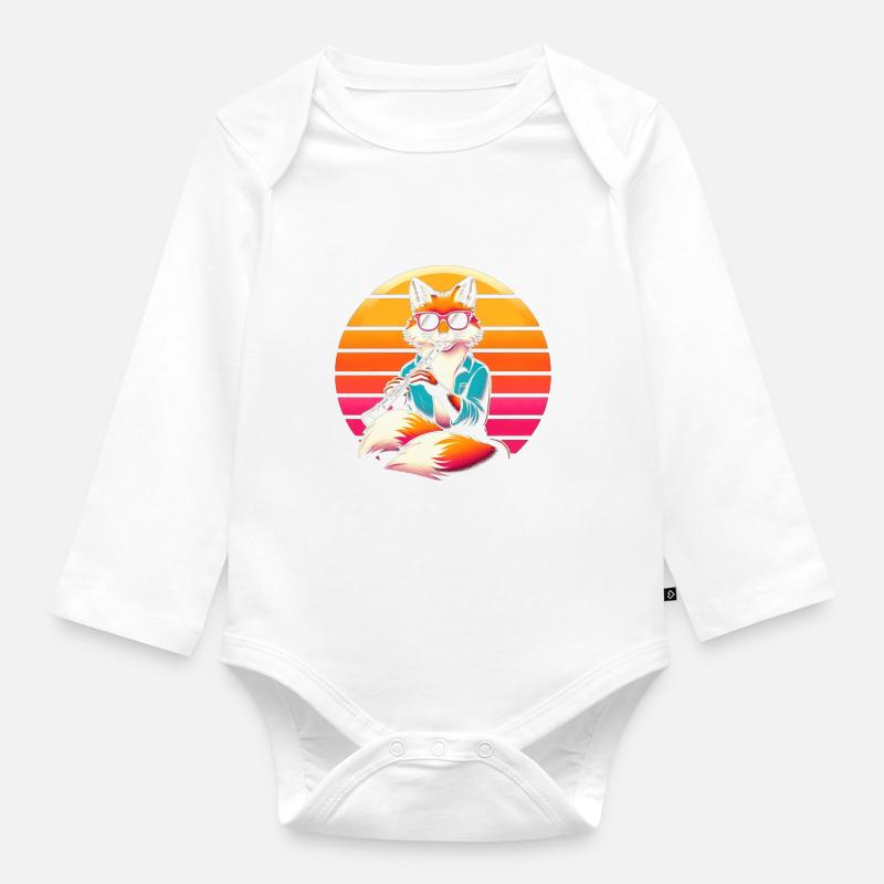 Fuchs Clarinet - Organic Longsleeve Baby Bodysuit - white