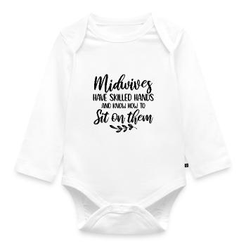 Hebamme - Baby Bio-Langarm-Body - Weiß - Vorne