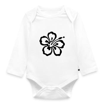 Hibiscus - Organic Longsleeve Baby Bodysuit - white - Front