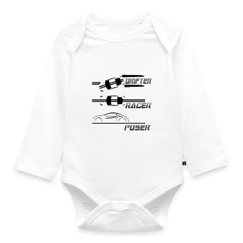 drifter racer pose - Organic Longsleeve Baby Bodysuit - white - Front