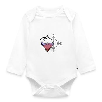 Paraglider paragliding mountains vintage compass - Organic Longsleeve Baby Bodysuit - white - Front
