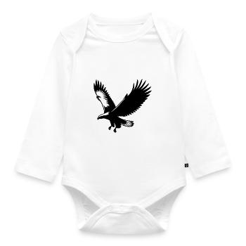 Eagle up with huge wings in the wind - Organic Longsleeve Baby Bodysuit - white - Front