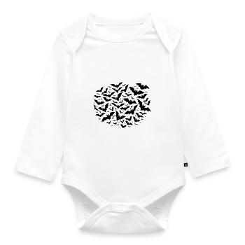 Huge flying swarm of bats - Organic Longsleeve Baby Bodysuit - white - Front