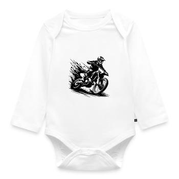 Enduro Gelände Fahrer Matsch und Geschwindigkeit - Baby Bio-Langarm-Body - Weiß - Vorne