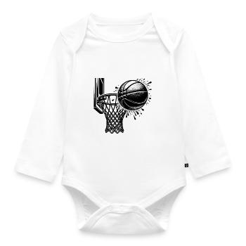 Basketball Korb mit Basketball - Baby Bio-Langarm-Body - Weiß - Vorne