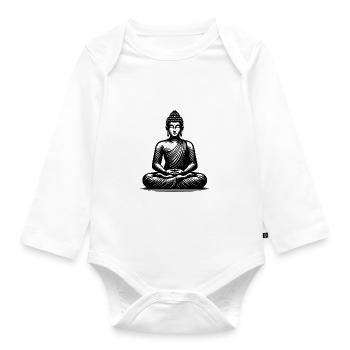 Yoga Buddha Erleuchtung Meditation Tattoo Style - Baby Bio-Langarm-Body - Weiß - Vorne