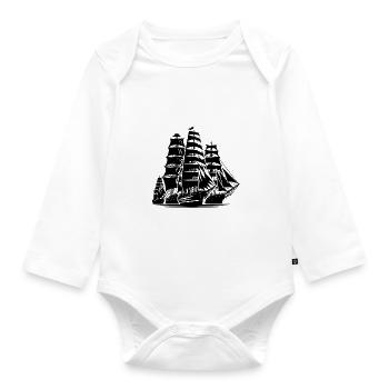 Alte Segelschiffe Flotte Richtung Hafen - Baby Bio-Langarm-Body - Weiß - Vorne
