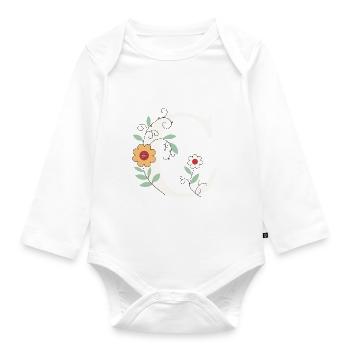Letter C Monogram Retro - Organic Longsleeve Baby Bodysuit - white - Front