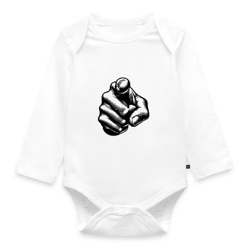 Classic Iconic Finger Pointing Hand Gesture - Organic Longsleeve Baby Bodysuit - white - Front