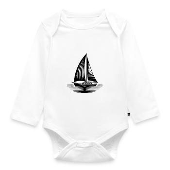 Segelboot in ruhiger See am Horizont - Baby Bio-Langarm-Body - Weiß - Vorne