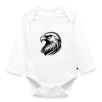 Majestätischer Adlerkopf mit detaillierten Linien - Baby Bio-Langarm-Body - Weiß - Vorne