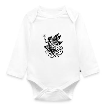 Enchanting fairy with magic wand - Organic Longsleeve Baby Bodysuit - white - Front