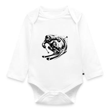 Skisport im Extremsport Style Pisten Abfahrt - Baby Bio-Langarm-Body - Weiß - Vorne