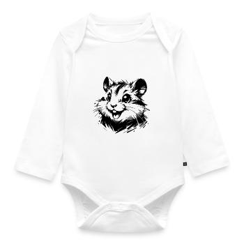 Tierisches Hamster Grinsen mit lebhaften Augen - Baby Bio-Langarm-Body - Weiß - Vorne