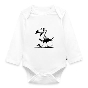 Drôle d’oiseau avec un œil pour le non-sens - Body Bébé bio manches longues - blanc - Devant
