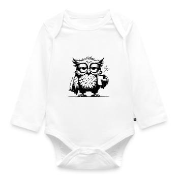Sleepy Wisdom - Édition hibou avec oreiller - Body Bébé bio manches longues - blanc - Devant