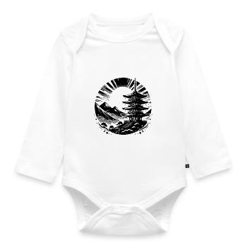 Japanische Tradition mit Bergen im Hintergrund - Baby Bio-Langarm-Body - Weiß - Vorne