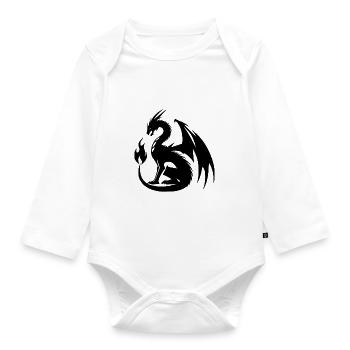 Giant angry dragon with huge wings - Organic Longsleeve Baby Bodysuit - white - Front