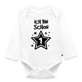 1. Geburtstag - Baby Bio-Langarm-Body - Weiß - Vorne