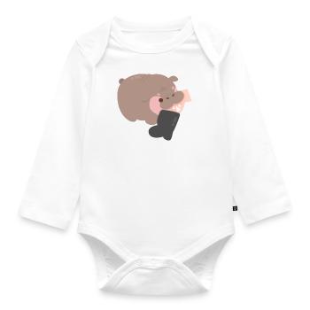 Angry Moo Deng Hippo - Organic Longsleeve Baby Bodysuit - white - Front