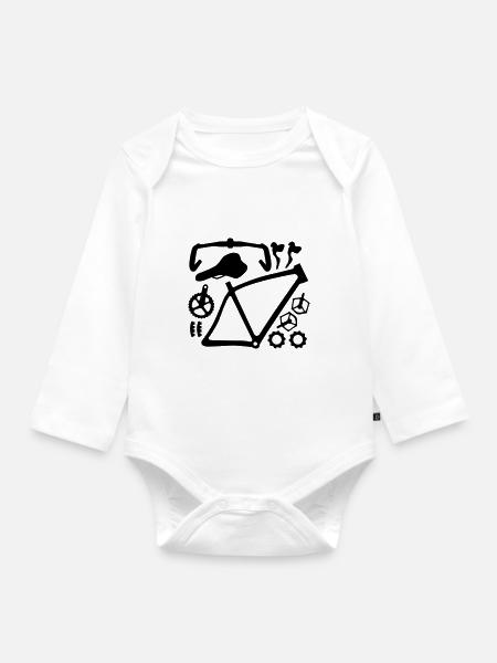 Rennrad - Baby Bio-Langarm-Body - Weiß