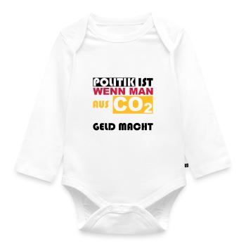 CO2, t-shirt, Klimawandel, Greta, Regierung, anti - Baby Bio-Langarm-Body - Weiß - Vorne