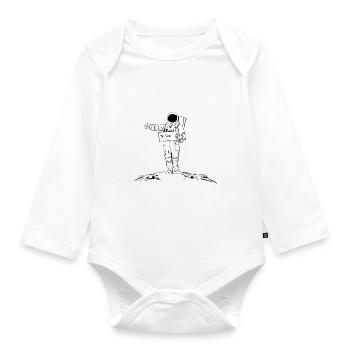 Astronaut hitchhiking across the galaxy - Organic Longsleeve Baby Bodysuit - white - Front