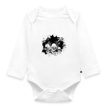 tete de mort fantaisie skull crane pirate - Body Bébé bio manches longues - blanc - Devant