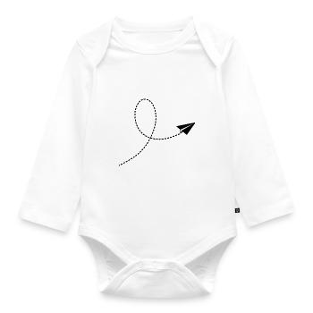 Paper plane with trajectory - Organic Longsleeve Baby Bodysuit - white - Front